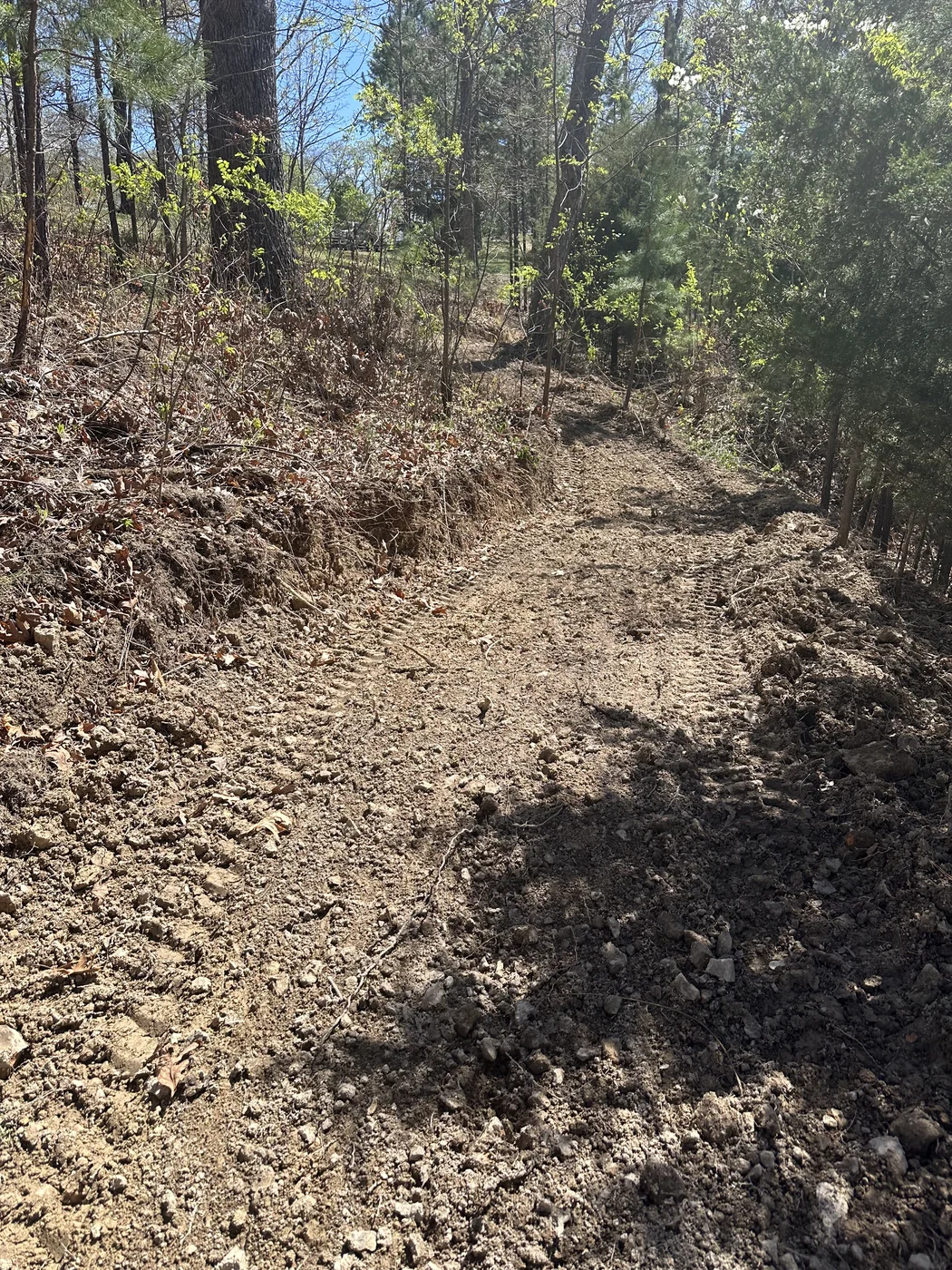 Mountain bike trail construction in progress