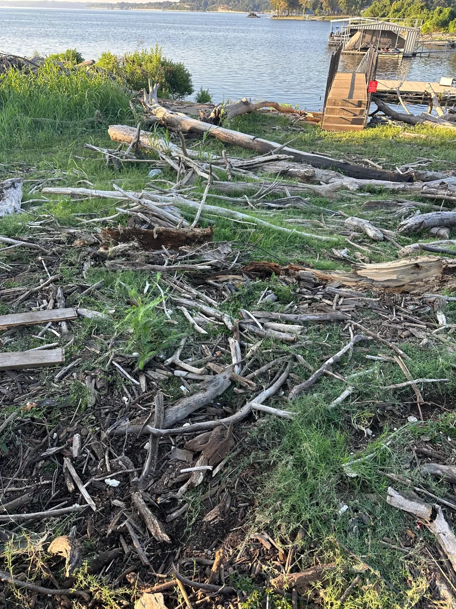 Grand Lake shoreline before cleanup
